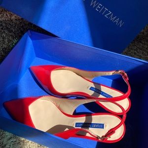 Stuart Weitzman Red Slingback Pumps with Original Box Size 6